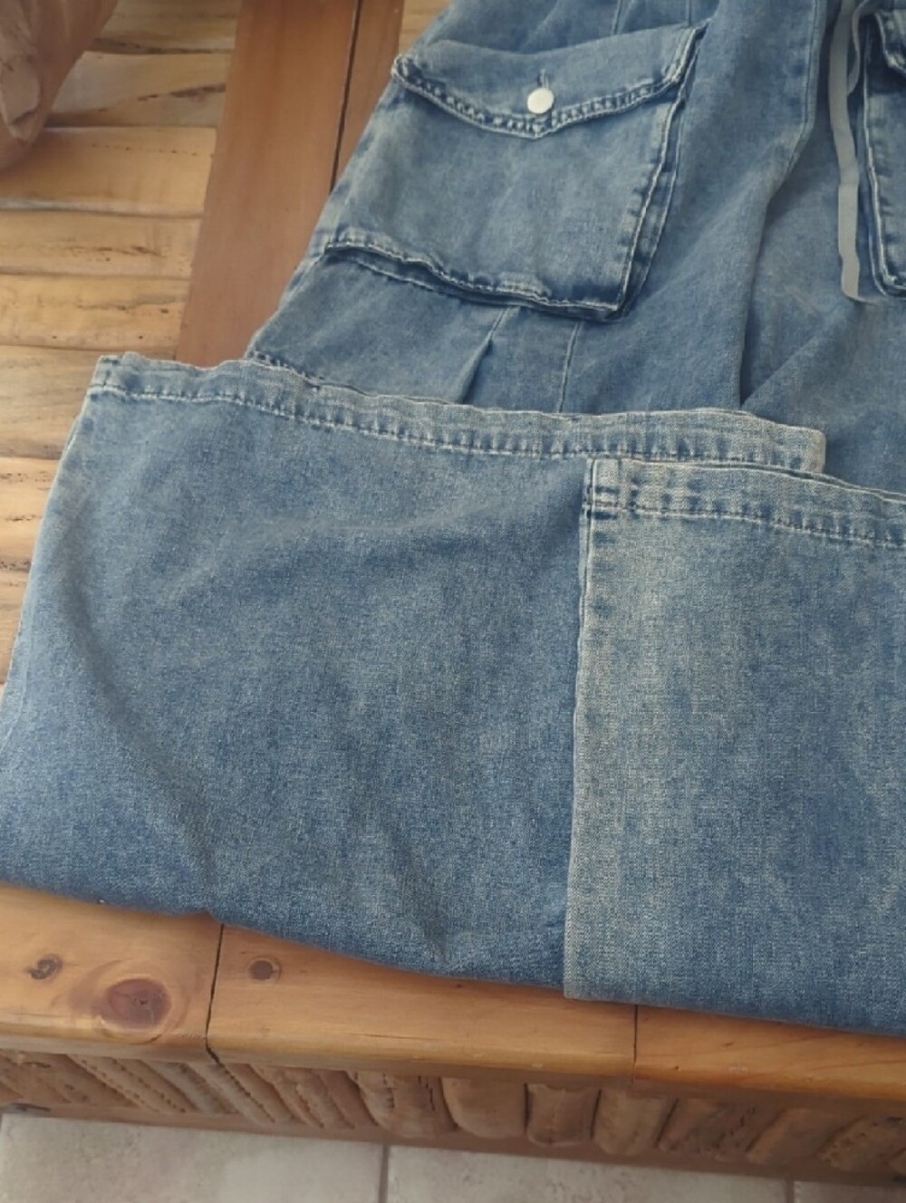 Blue Velvet Light Blue Denim Elastic-Waist Wide Legged Jeans - Picture 3 of 6
